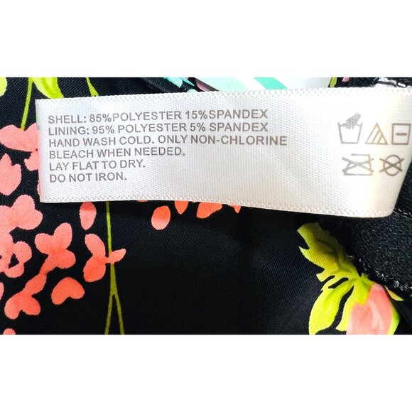 Lace-Up Front Floral One-Piece Swimsuit By Blu C Black Floral Multicolor Large - Picture 4 of 4